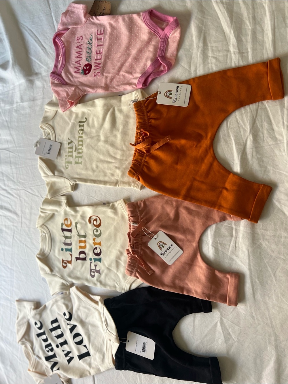 New with tag baby body suits and pants bundle